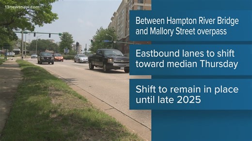 Traffic shift to begin on I-64 in Hampton