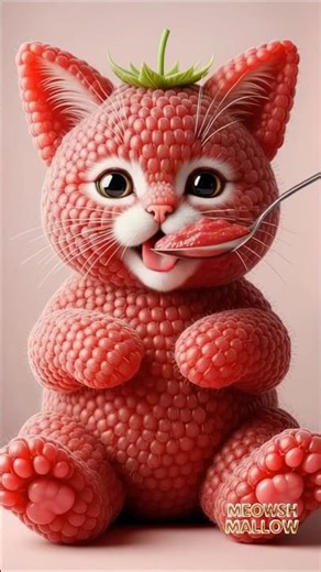 Raspberry Kitten🍓🐾Eating | Sweet & Cute ASMR