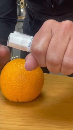 Using an epi pen on an orange! #epipen #anaphylaxis #firstaid