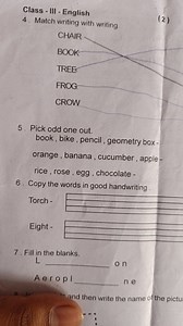 Class III-EnglishMatch writing with writing.CHAIRBOOKTREEF... | Filo
