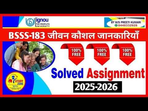 #ignou BSSS 183 Solved assignment 2025-26 !! bsss 183 solved assignment 2025-2026 By STUDY ZONE