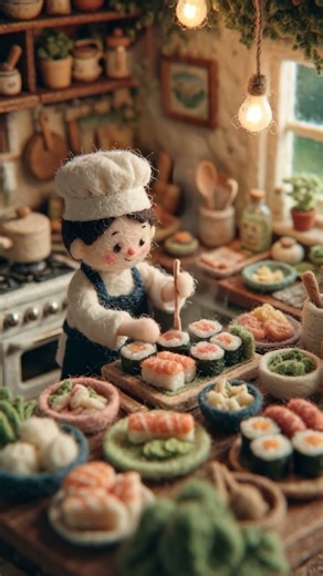 [Ai] Cozy Miniature Cooking | Mini Chef Makes Tiny sushi roll