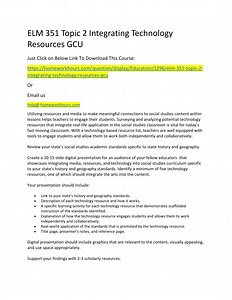 ELM 351 Topic 2 Integrating Technology Resources GCU - SlideServe