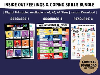 Inside Out 2 Feelings Chart, Check-in Chart, Coping Skills Poster | Inside Out 2