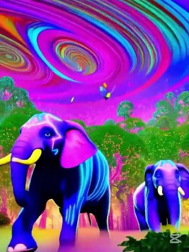 Trippy Jungle POV with Colorful Elephants | Psychedelic RGB Wildlife Experience