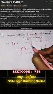 Asteroid collision|Leetcode 735 #dsa