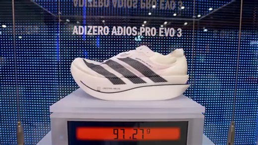 Sebastian Sawe and Yomif Kejelcha both broke 2-hour mark at London Marathon 2026 with Adidas Adizero Adios Pro Evo 3.Tigst Assefa set women’s marathon record wearing it too.It’s lightest legal race day shoe ever, weighing 97 grams (3.4oz) for men’s size 9, about 1/2 the weight of a regular men’s running shoe.Adidas was able to reduce weight by 30% vs. Pro 2 model and most of improvement came from a lighter foam compound and upper part is inspired by kite surfing sail material. They U-shaped carb