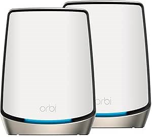 NETGEAR Orbi Tri-Band WiFi 6 Mesh Network System (RBK862S) – Router + 1 Satellite Extender, Security Features, Up to 6Gbps, Up to 5,400 sq. ft., 100 Devices, 10 Gig Internet Port, Armor Subscription