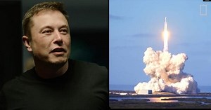 Elon Musk osserva il lancio del Falcon. L'immagine è tratta dal video del National Geographic