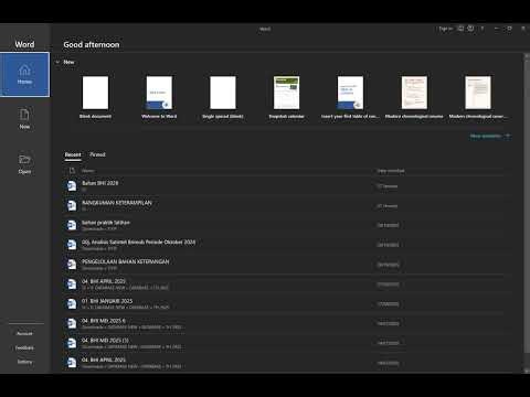 Membuka aplikasi Microsoft ward melalui menu start atau melalui kolom search.