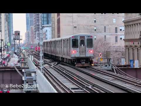Chicago, Illinois CTA Elevated "L" Train Action at the Adams/Wabash Station (Loop)