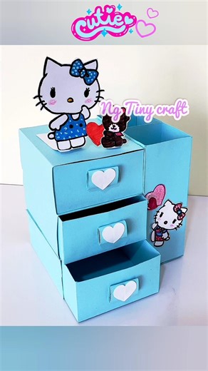 Cute Paper Organizer ✨️🎀/ Hello Kitty Drawer Organizer #diy #craft #cute #love #shorts #art #fun