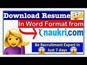 How to download resume in Word format from Naukri.com ? How to download CV from Naukri.com in Hindi