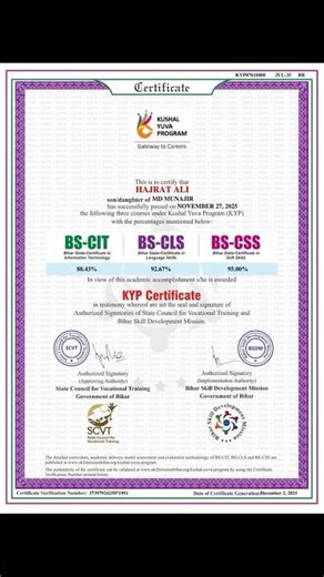 Kushal yuva program certificate Hajrat ali kyp #viral #learning