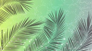 Palm leaves on gradient background. Tropical abstract palm leaves pattern animation. Branches and leaves of tropical plants. stock footage.