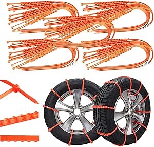 Anti Snow Chains, Snow Tire Chains, Reusable Anti-skid Snow Chains, Portable Pickup Truck and SUV Chains, Winter Tire Wheel Chains, Emergency Anti-skid Plastic Ties for Muddy Winter Roads (50PCS)