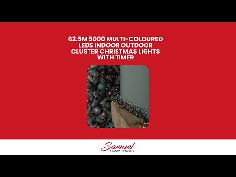 62.5m 5000 LED Christmas Cluster Multi-Action String Lights with Timer in Multi-Coloured