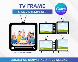 TV Frame Canva Template, Television Frame Canva Template : Editable on Canva - Etsy