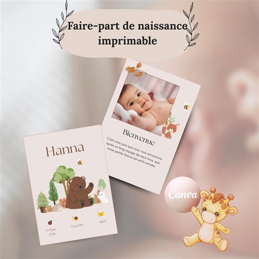 Printable Birth Announcement, Personalized Birth Announcement, Digital Birth Announcement - Etsy Canada