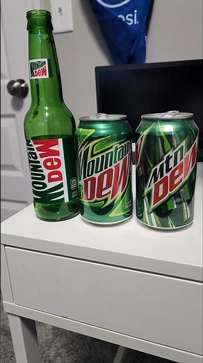 The evolution of the mountain dew logo as shown by my collection. #pepsi #collection #nostalgia