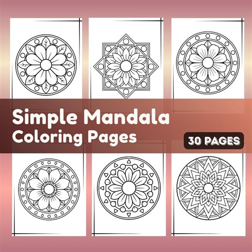 Easy Mandala Coloring Book for Beginners, Bold Line Art, Instant PDF - Etsy