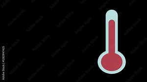 Thermometer icon or temperature symbol, Red thermometer high temperature rise animation