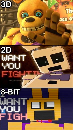 FNaF Movie Cry For Me - 8-BIT VS 2D VS 3D
