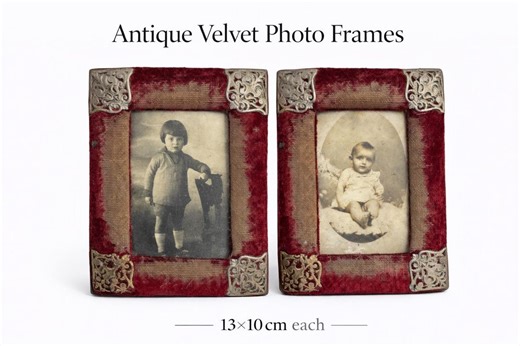 Antique Velvet Photo Frame With Child Portrait, C.1900, Victorian Era, Small Antique Picture Frame 13x10 Cm - Etsy