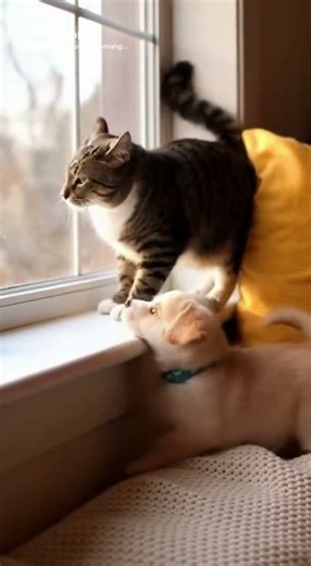 Puppy Tries to Copy Cat’s Stretch… Fails Hilariously! 🐶🐱😂