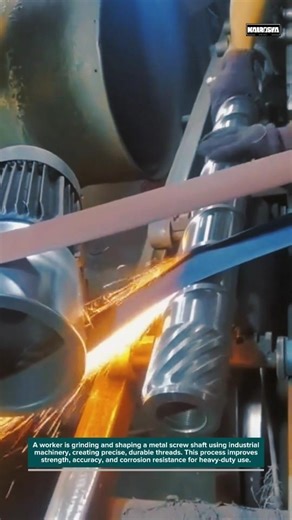 Precision Screw Grinding Process | Industrial Machinery in Action