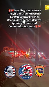 On Lindenberger/ Scott a tragic traffic accident in Menifee, California, when their Mercedes electric vehicle collided violently with a pole at a possible high speed 🚗💥. Eyewitnesses from Homie News reported seeing several people attempt to help the trapped individual 🙏. One witness used a tool to break the window, but despite their efforts, they were unable to get the person out 🛠️. The intense flames made it impossible to determine whether the individual was male or female, and despite the
