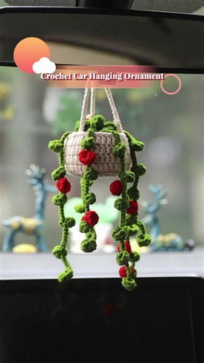 Crochet Plant Car Hanging Ornament, Cute Car Rearview Mirror Hanging Accessories, Car Interior Decoration for Women & Men #homegoodsobsessed #homemadechristmasornaments #caraccessoriesforwomen #christmaspotholders #interioraccessory #crochetgiftideas #crochetfinds #caraccessoriesforgirls #carvisorvanitymirror #moodboostingcaraccessories