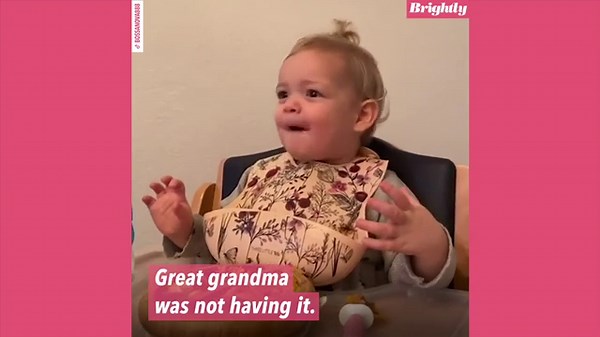Sassy toddler adorably mimics toothless grandma
