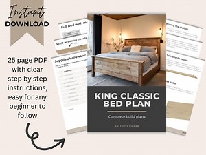 PDF Download- DIY King Bed Frame Plans- DIY King Bed- King Bed for Beginners- Woodworking Plans - Etsy