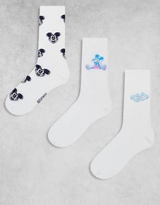 ASOS DESIGN Disney Mickey Mouse 3 pack socks in multi | ASOS