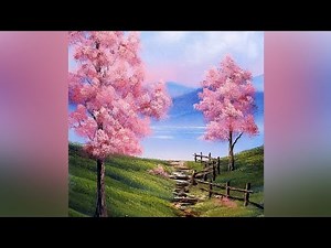Bob Ross Style Cherry Blossom Oil painting by CRI Bram