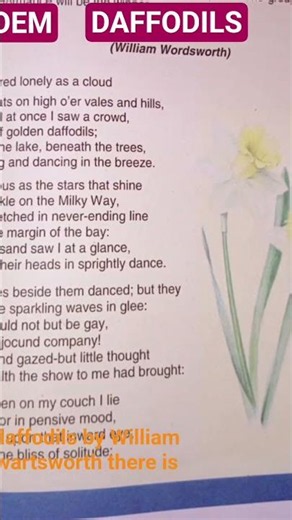 DAFFODILS ENGLISH Poem by William Wordsworth Explained | Class 10 English Sindh board #shorts