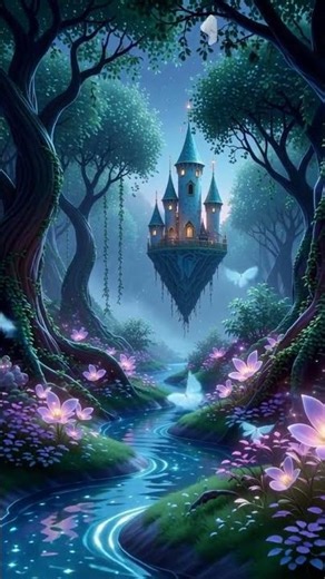 Magical Floating Castle in an Enchanted Forest ✨ | Dreamy Relaxing Animation