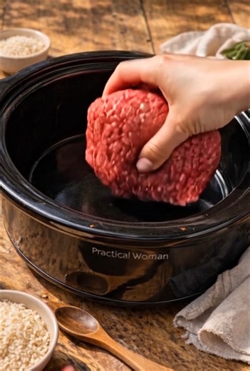 Slow Cooker Amish Porcupine Meatballs Recipe Ingredients 2 pounds ground beef (80–90% lean) 1 cup uncooked long-grain white rice 1 medium onion, finely chopped 2 teaspoons kosher salt 1 teaspoon black pepper 2 cans (15 ounces each) tomato sauce 1 cup water Directions Lightly coat the inside of a 5- to 6-quart slow cooker with nonstick cooking spray or a thin film of oil to help prevent sticking. In the slow cooker crock set on the countertop, add the ground beef, uncooked long-grain white rice,