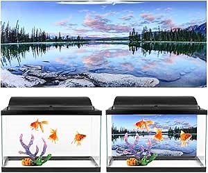 Aquarium Background Fish Tank Background Terrarium Background PVC White Clouds in The Sky Poster Sticker Decoration (61 * 41cm)