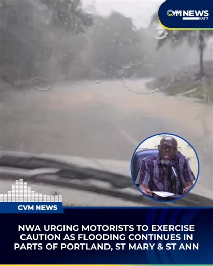 Manager of Communication and Customer Services at the NWA, Stephen Shaw confirms trough affecting sections of the island that is causing flooding. He is advising road users to exercise caution while on the road. He was talking to CVM’s Giovanni Dennis. Watch CVM News at 7PM live link on our YouTube channel for more details. #CVMNews | CVM Television