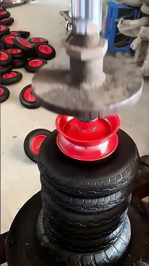 High-Speed Industrial Rim Pressing Process for Solid Wheelbarrow Tires