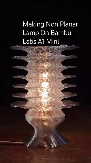 using blender geometry nodes to design nonplaner layers with steep overhangsfor a petg lamp.