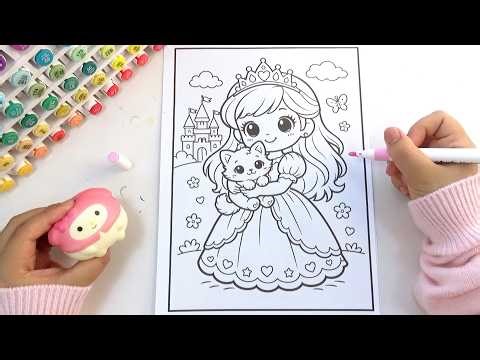 Cute Princess & Kitty Coloring: Satisfying Art Therapy! 👸🐈
