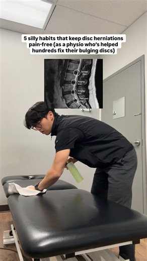 Caleb Kim | Physiotherapist | Back Pain on Instagram: "5 weird habits that keep my clients’ backs pain-free (from the physio who’s helped hundreds of desk workers reverse chronic back pain) 1. “Counterbalancing” their spine throughout the day. Not stretching. Not strengthening. I’m talking 1-2 minute directional resets. After a meeting. Before they tie their shoes. While the coffee brews. These tiny loads in the opposite direction keep their discs from getting compressed like a bent paperclip. 2