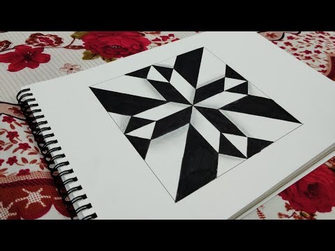 easy 3d drawing on paper | how to draw 3d optical illusion | geometric pattern