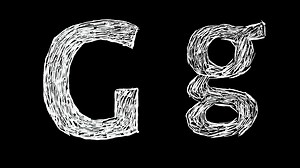 Download Animation of Letter G in handwritten style, scribbled alphabet on black background for free