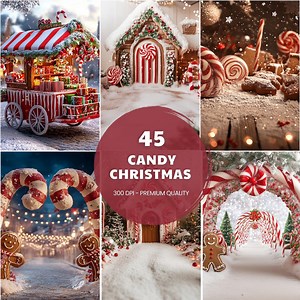Christmas Candy Store Digital Backdrops: Festive Holiday Photography, Instant Download - Etsy