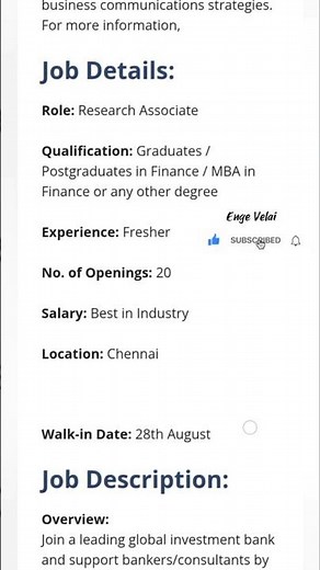 👉 Chennai Walk-in Drive 2025 | Freshers Jobs | Latest Walk-in Interview for Freshers