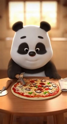 Baby Panda's Kitchen(pizza) #panda #food #cooking #funny #recipe #pizza